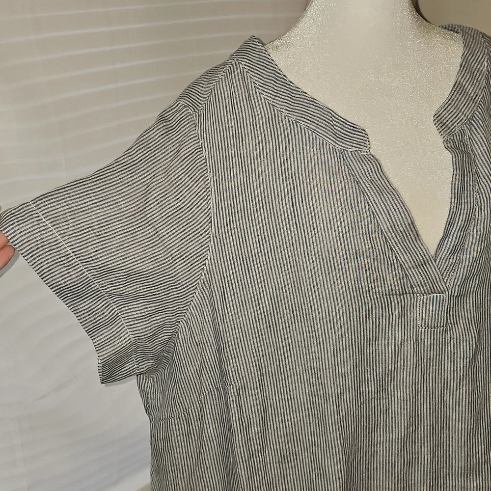 Tahari linen dress striped nautical casual pullover - Picture 2 of 6